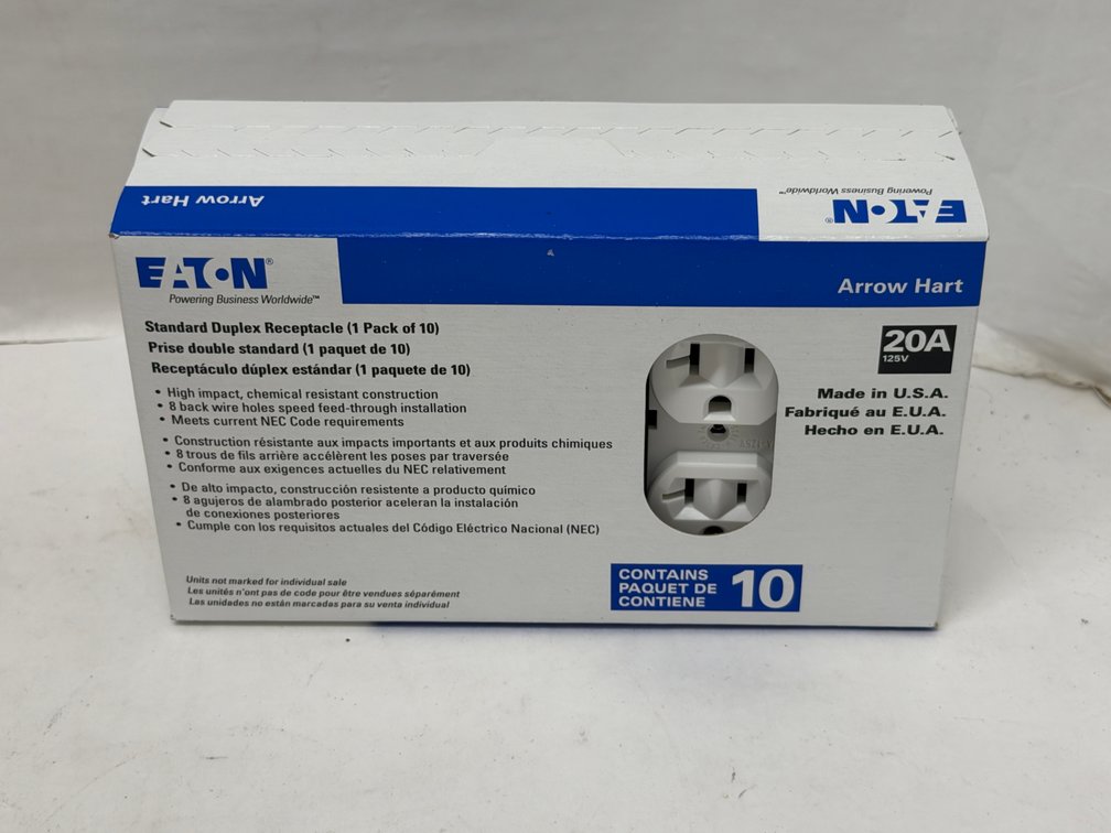 (5x Bid) Eaton 10 Pk 20A Duplex Receptacle