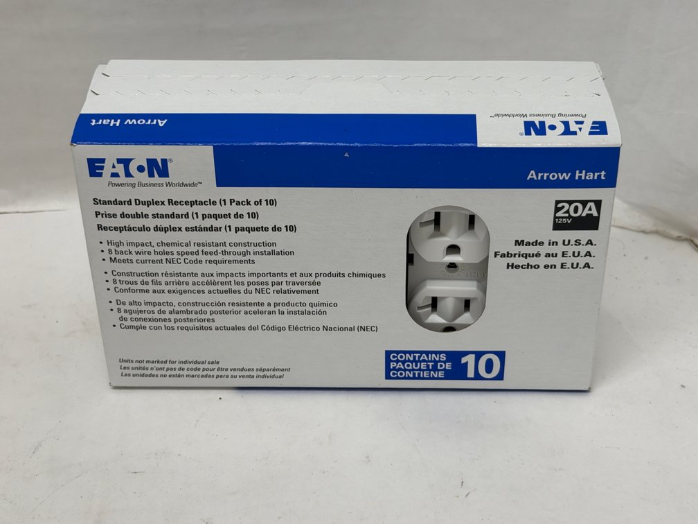 (5x Bid) Eaton 10 Pk 20A Duplex Receptacle