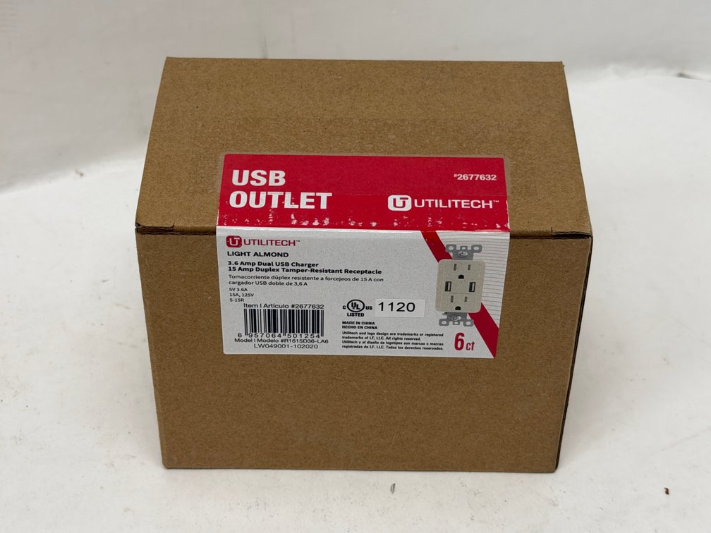 (16x Bid) Utilitech 6 Pk USB 15A TR Receptacles