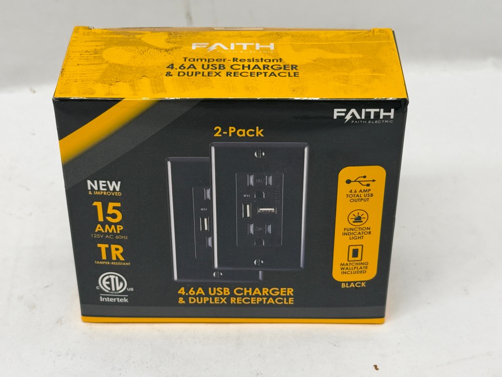 (4x Bid) Faith 2 Pk USB 15A Duplex Receptacle