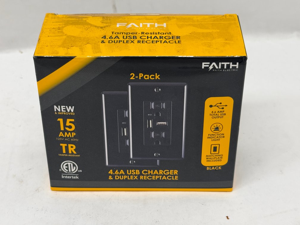 (10x Bid) Faith 2 Pk USB 15A Duplex Receptacle