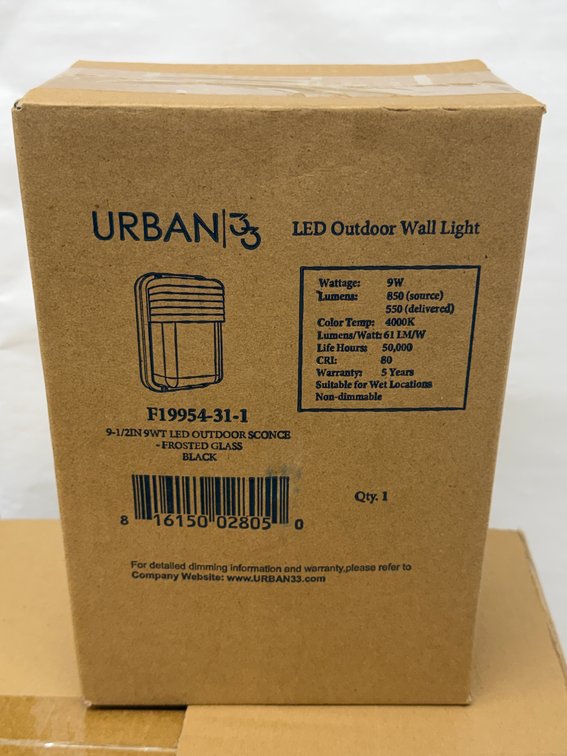 (6x Bid) Urban 9 1/2" 9W LED Outdoor Sconce