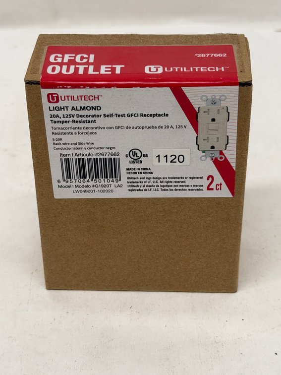 (5x Bid) Utilitech 2 Pk 20A GFCI Receptacle