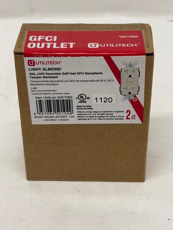 (5x Bid) Utilitech 2 Pk 20A GFCI Receptacle