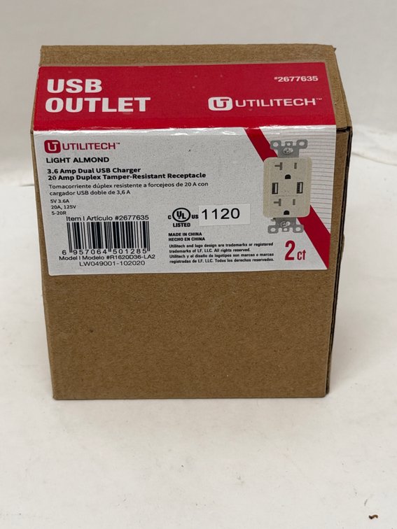 (48x Bid) Utilitech 2 Pk USB 20A Receptacle