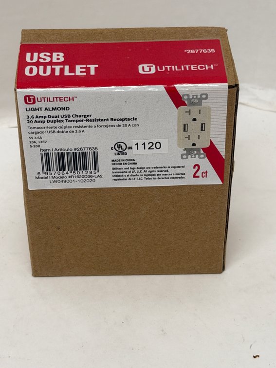 (48x Bid) Utilitech 2 Pk USB 20A Receptacle