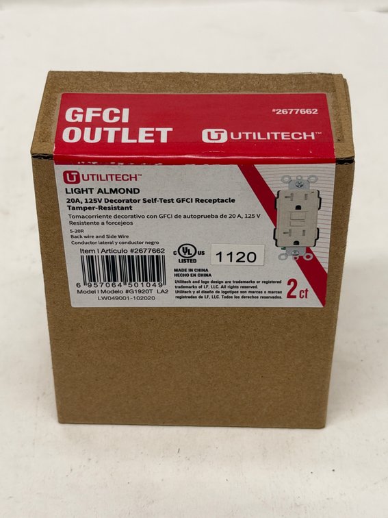 (5x Bid) Utilitech 2 Pk 20A GFCI Receptacle