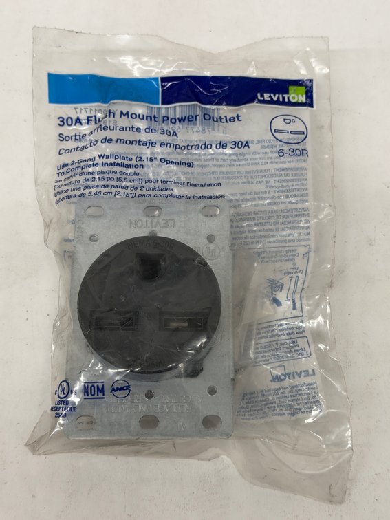 (6x Bid) Leviton 30A Flush Mount Power Outlet