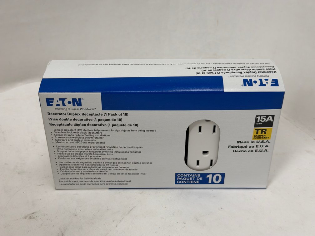 (5x Bid) Eaton 10 Pk 15A TR Duplex Receptacle