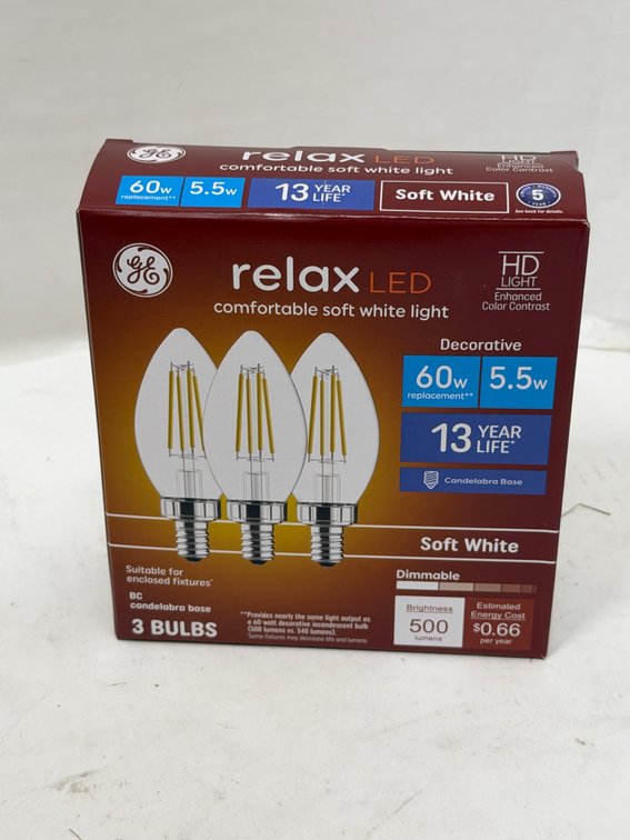(6x Bid) GE 3 Pk Relax LED Dimmable Bulbs