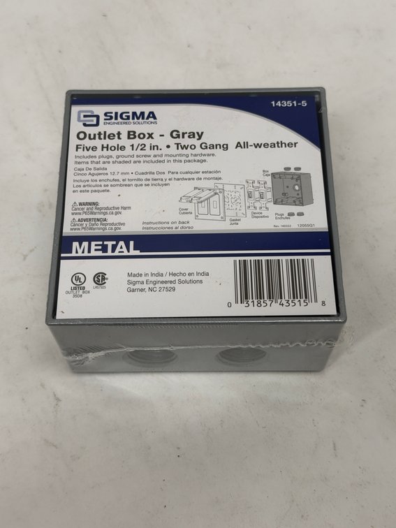 (9x Bid) Sigma Metal Two Gang Outlet Box