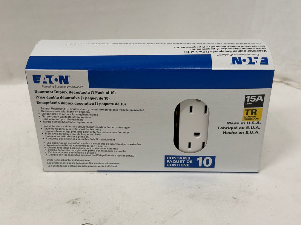 (5x Bid) Eaton 10 Pk 15A TR Duplex Receptacle