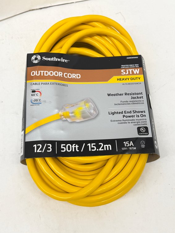 (6x Bid) Southwire 50' 12/3 15A Outdoor Cord