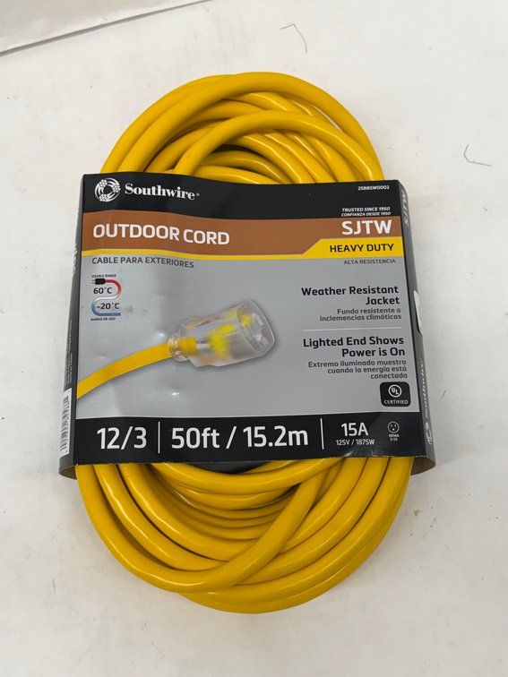 (12x Bid) Southwire 50' 12/3 15A Outdoor Cord