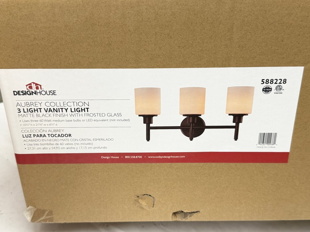 (2x Bid) Design House 22" 3-Light Vanity Light