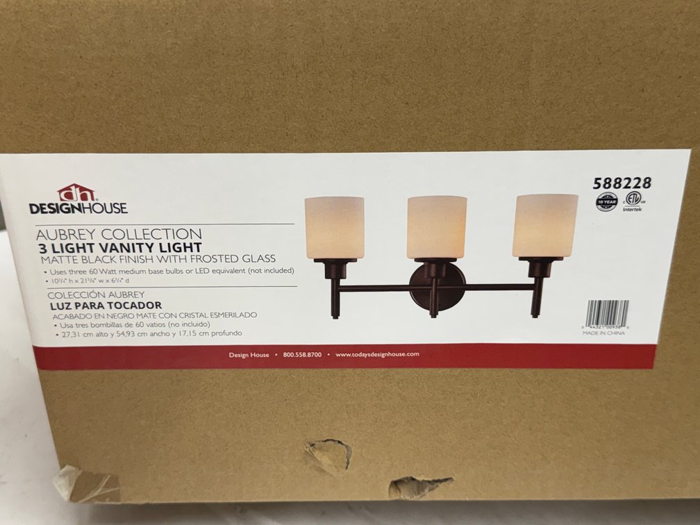 (2x Bid) Design House 22" 3-Light Vanity Light