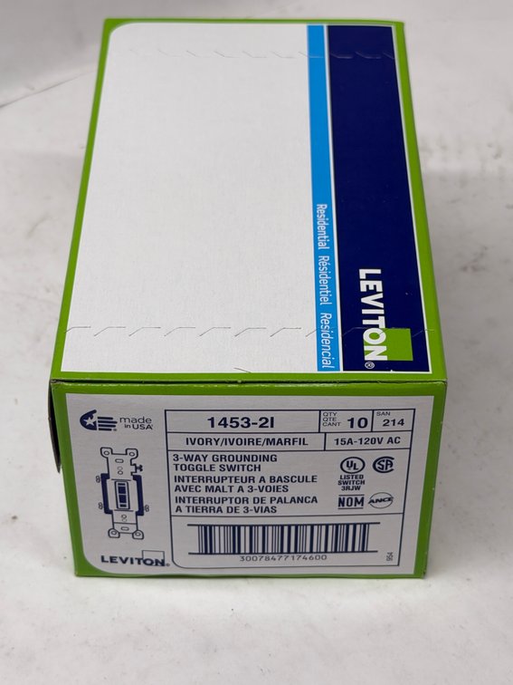 (10x Bid) Leviton 10 Pk 15A 3-Way Grounding Switch