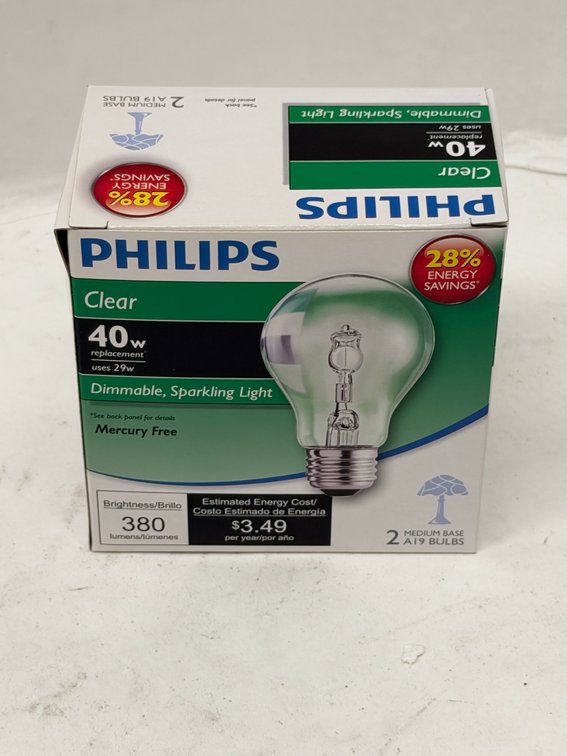 (12x Bid) Philips 2 Pk Dimmable Bulbs