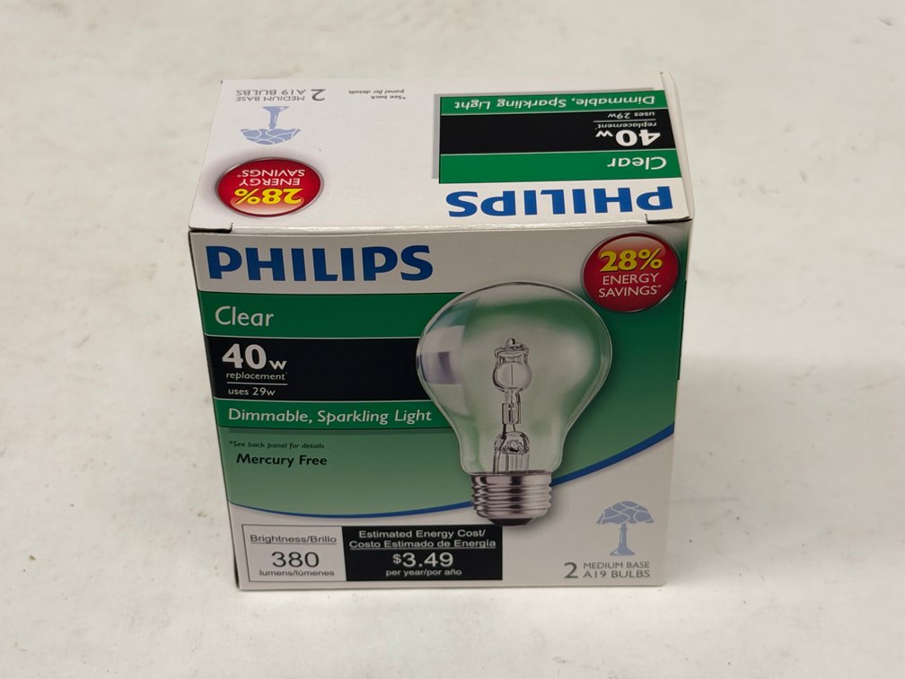 (24x Bid) Philips 2 Pk Dimmable Bulbs