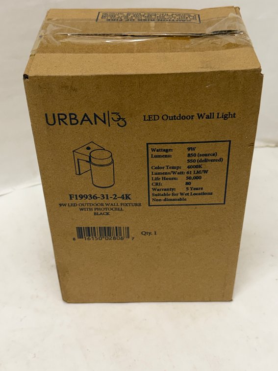 (3x Bid) Urban 9W Outdoor Wall Light