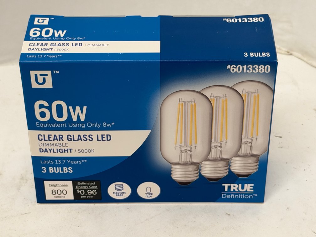 (12x Bid) Utilitech 3 Pk Dimmable Bulbs