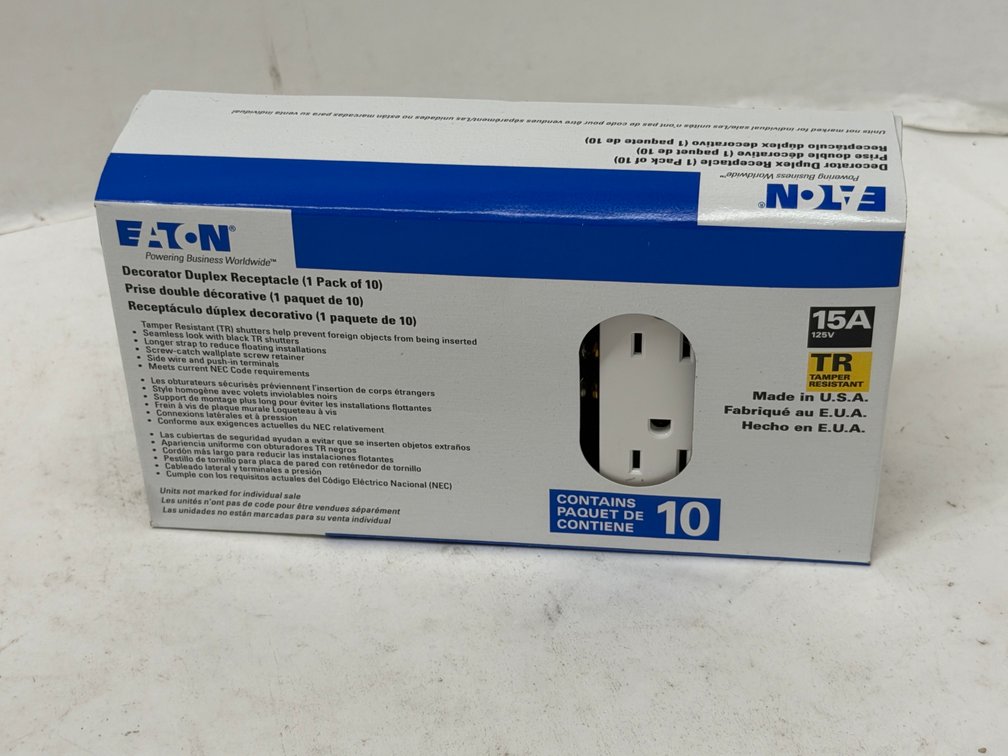 (5x Bid) Eaton 10 Pk 15A TR Duplex Receptacle