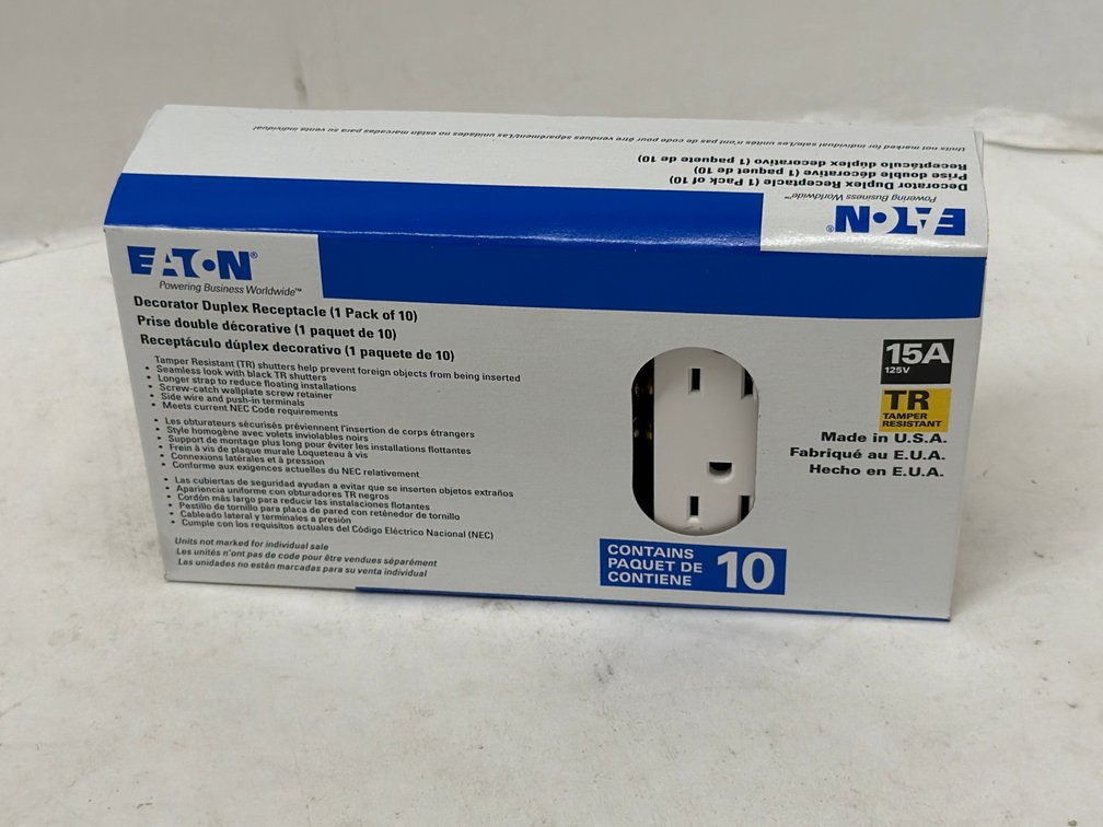(15x Bid) Eaton 10 Pk 15A TR Duplex Receptacle