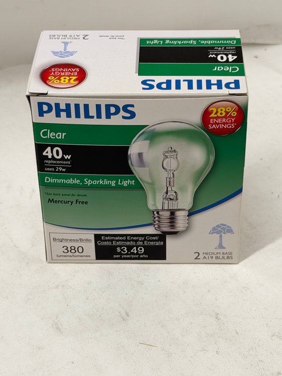 (47x Bid) Philips 2 Pk 40W Dimmable Bulbs