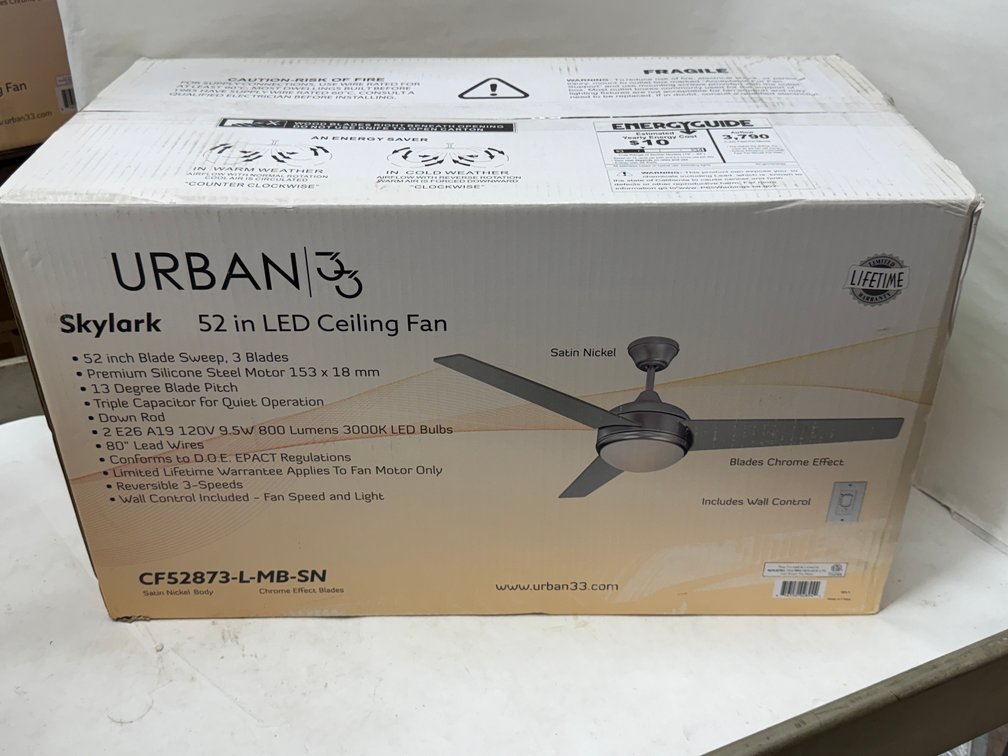 (2x Bid) Urban 33 52" LED Ceiling Fan
