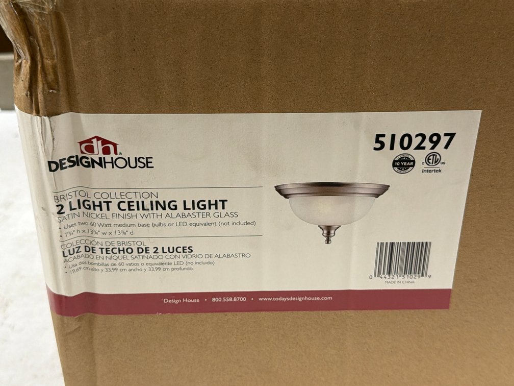(3x Bid) Design House 13" 2-Light Ceiling Light