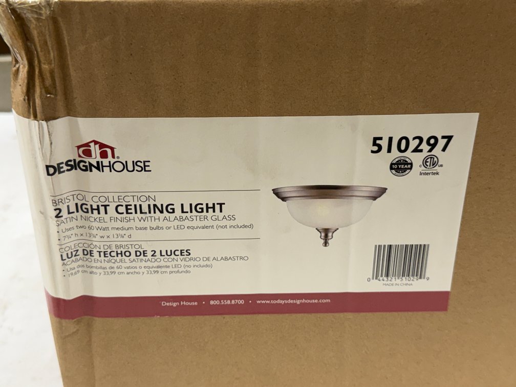 (3x Bid) Design House 13" 2-Light Ceiling Light