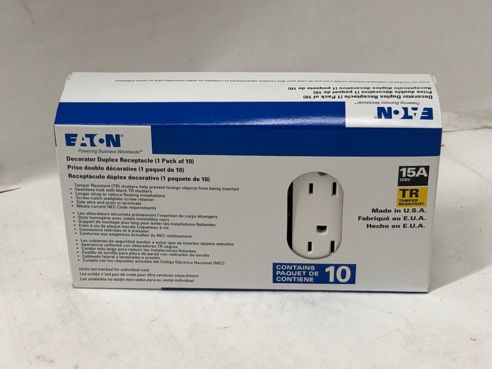 (5x Bid) Eaton 10 Pk 15A TR Duplex Receptacle