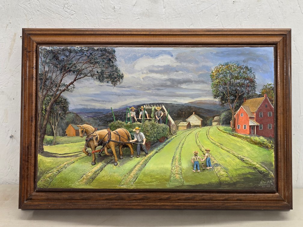 Framed 3-D Rural Harvest by Abner Zook Dec. 1993