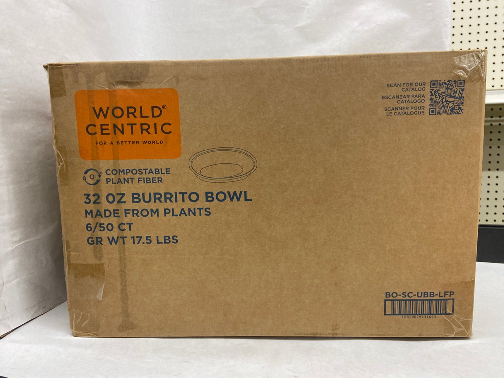 Case of World Centric 32 oz Burrito Bowls