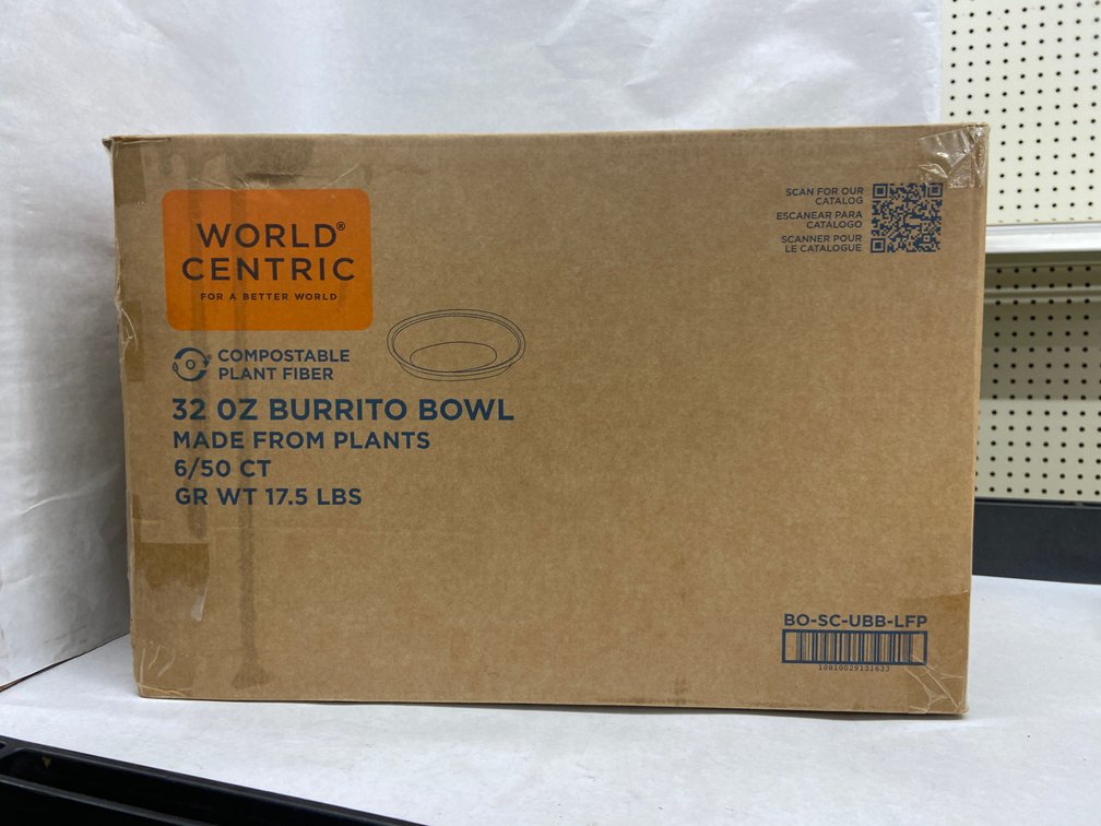 Case of World Centric 32 oz Burrito Bowls