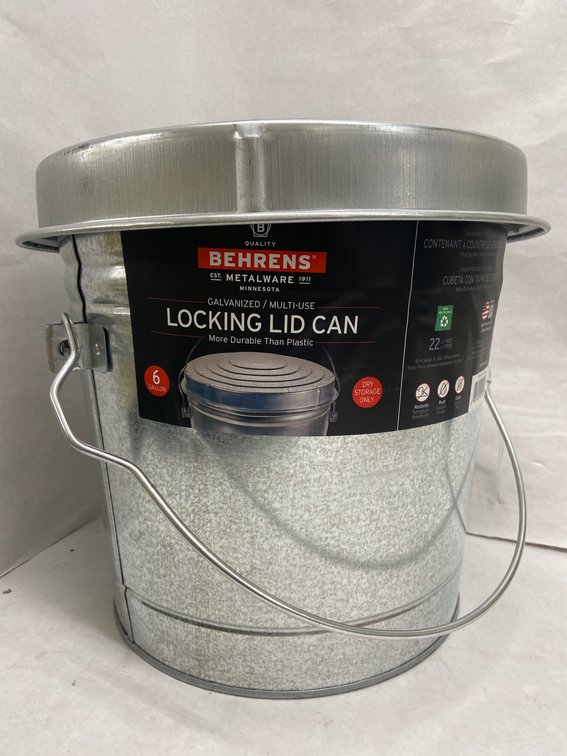 Behrens 6-Gallon Galvanized Locking Lid Can