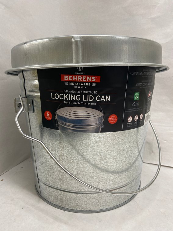 Behrens 6 Gallon Galvanized Locking Lid Can