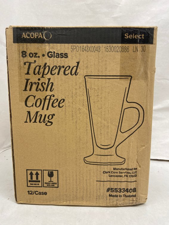 Case of Acopa 8 oz. Tapered Irish Coffee Mugs