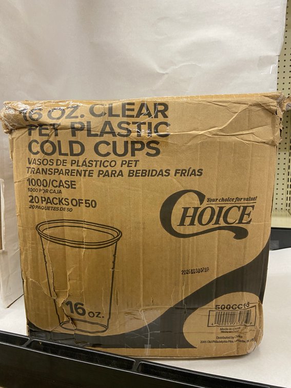 Case of 16 oz. Clear PET Plastic Cold Cups