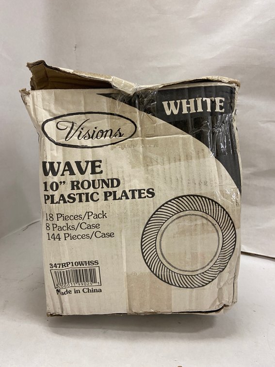 Case of Visions 10-inch White Plastic Plates