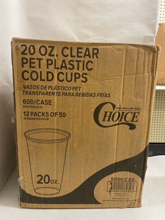 Case of 20 oz. Clear Plastic Cold Cups