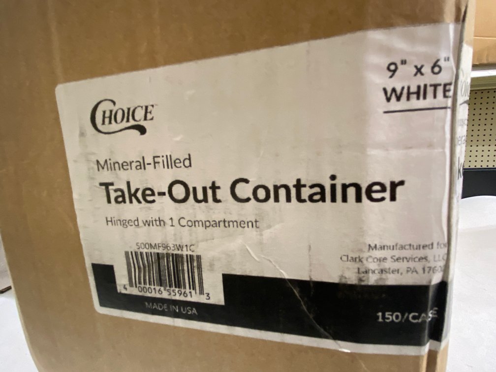 Case of Mineral-Filled Take-Out Containers