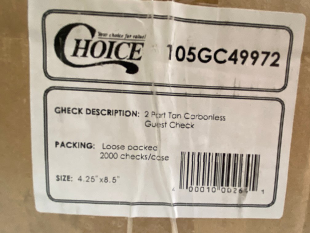 Case of Choice 2-Part Carbonless Guest Checks