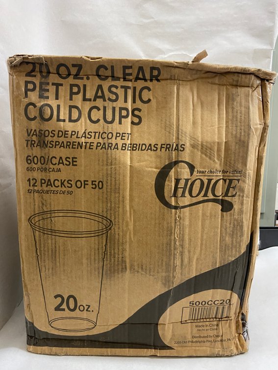 Case of 20 oz. Clear PET Plastic Cold Cups