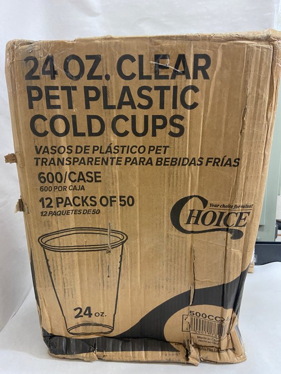 Case of 24 oz. Clear PET Plastic Cold Cups