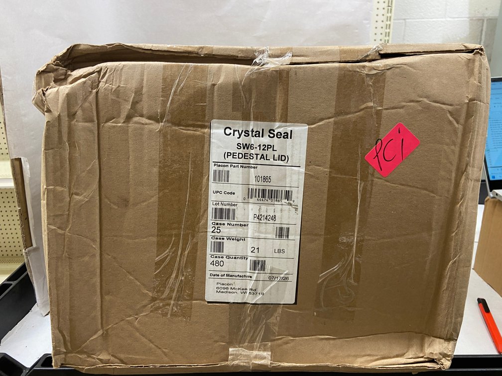 Case of Crystal Seal SW6-12PL Pedestal Lids
