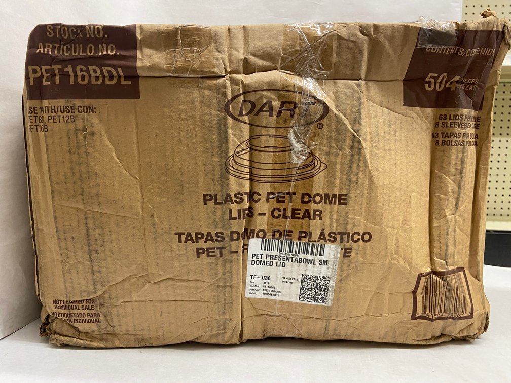 Case of Dart Plastic PET Dome Lids