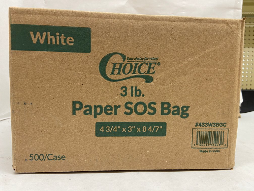 Case of 3 lb. White Paper SOS Bags
