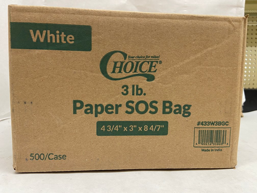 Case of 3 lb. White Paper SOS Bags