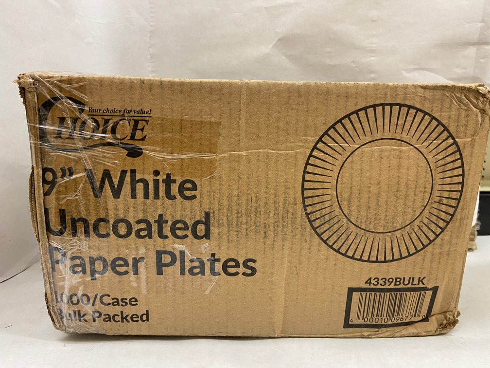 Case of 9" White Uncoated Paper Plates